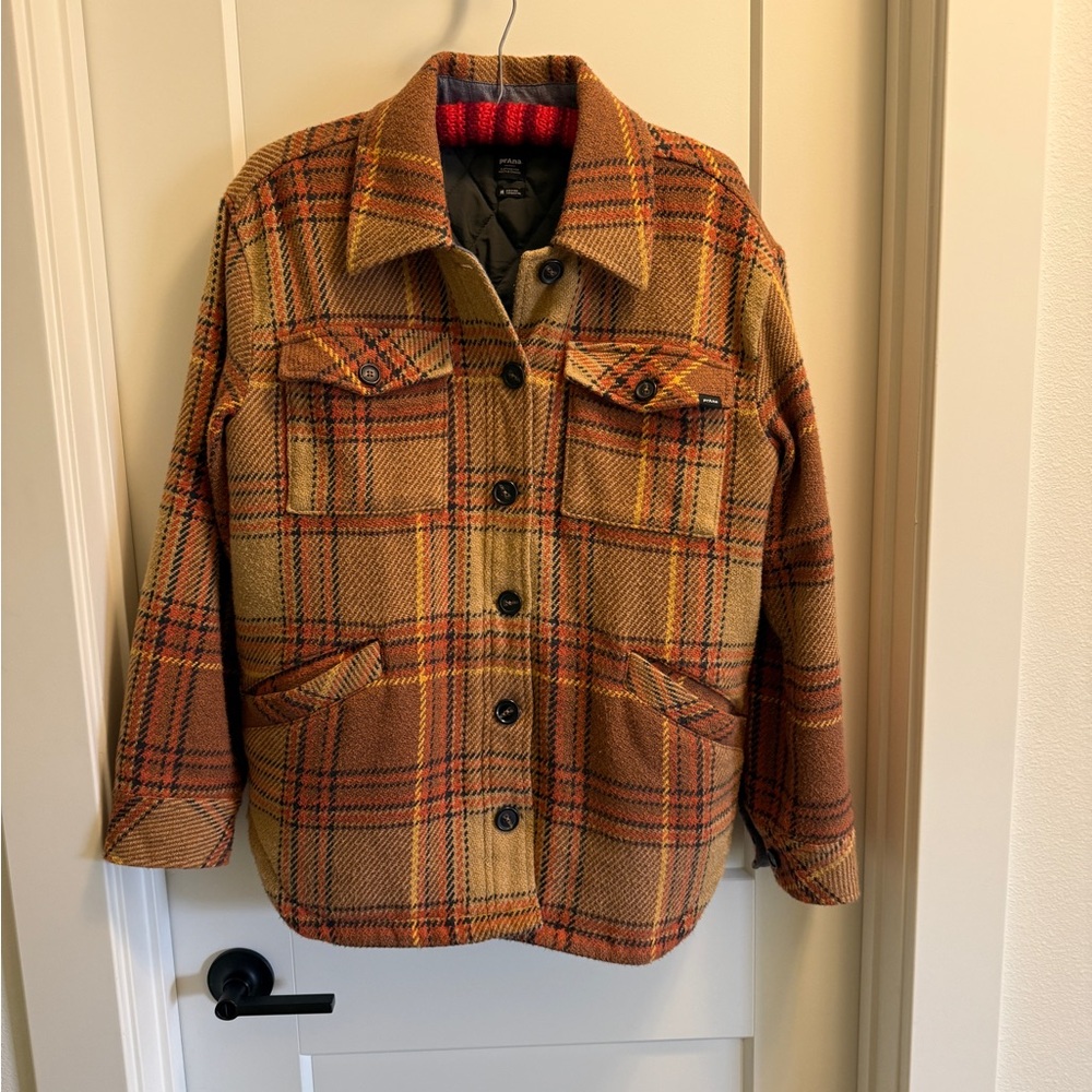 prAna Quilted Jacket with Red-Orange Knit Trim